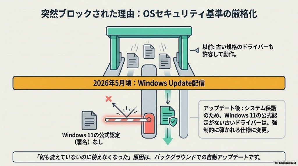 なぜ急にエラーが?原因は「Windows Update」での強制ブロック