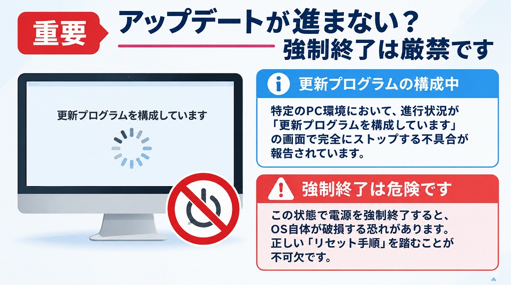 【重要】「更新プログラムを構成しています」で止まる不具合と回避策