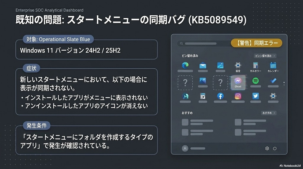 【不具合】スタートメニューのアプリ表示異常